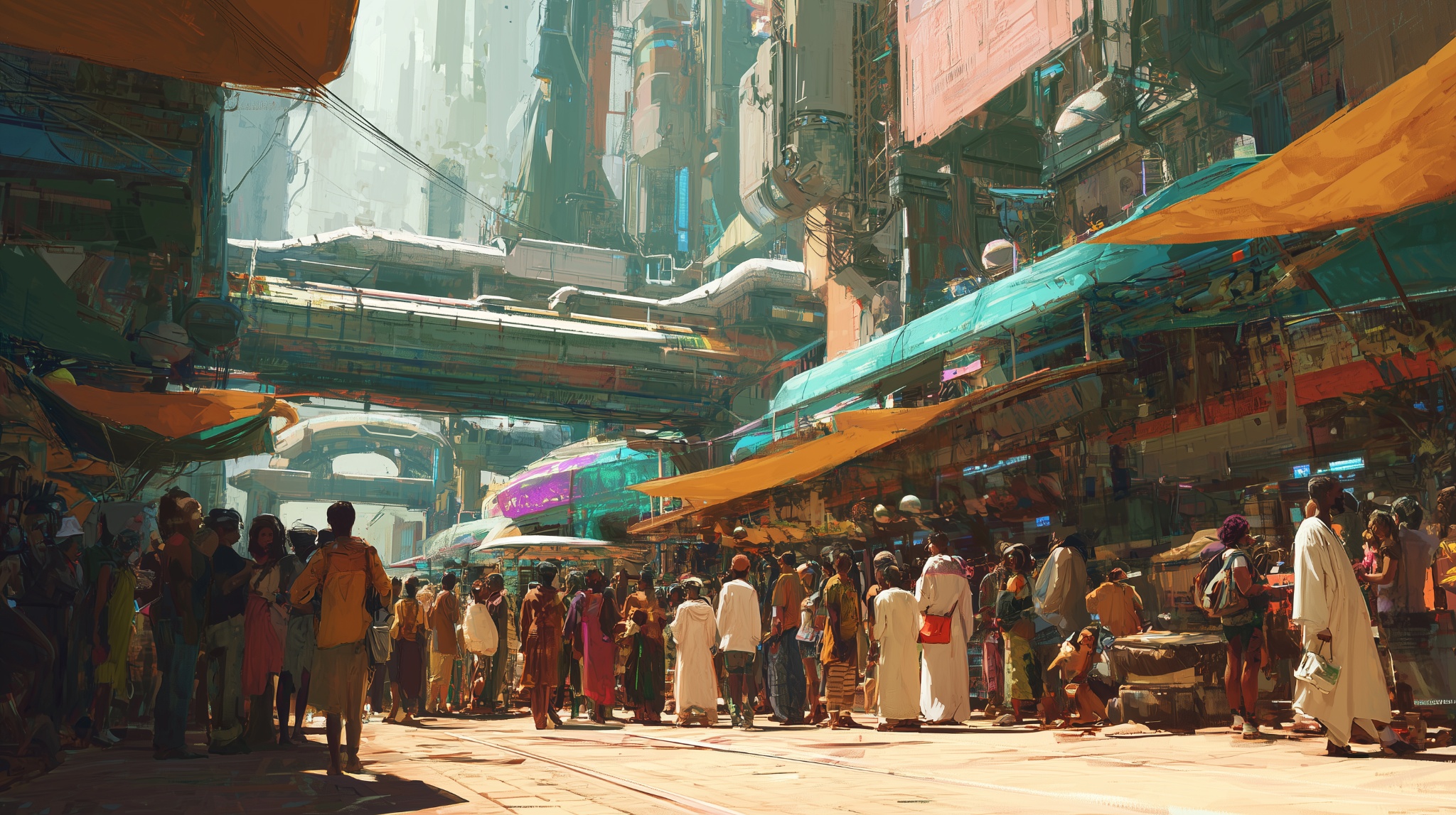 Afrofuturistic Market Scene