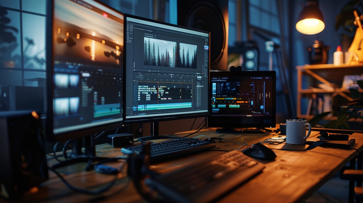 Filmmaker Editing Desk Setup
