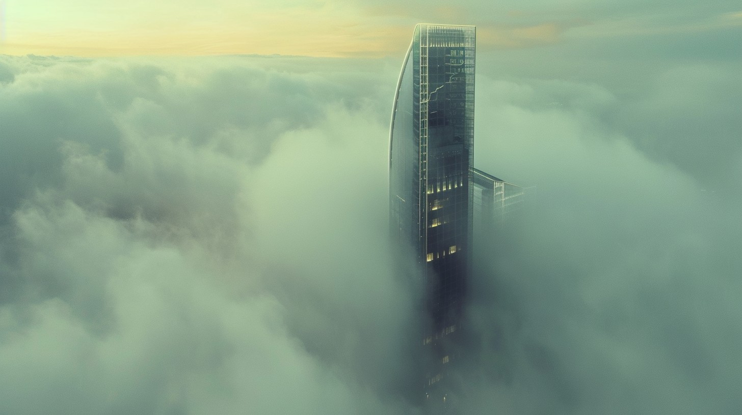 Neo-Organic Skyscraper in Morning Fog